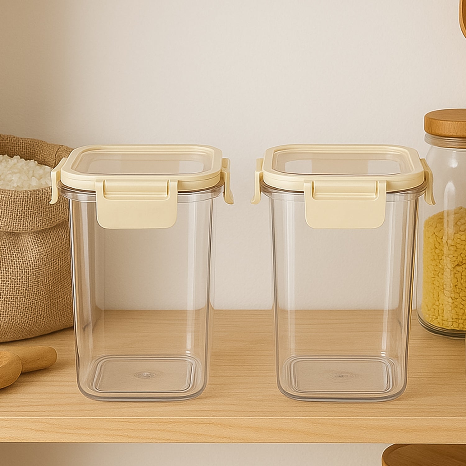 Apex Press N Lock Airtight Kitchen Storage Container Set (2pc1400ml) Approx Apex Press N Lock Airtight Kitchen Storage Container Set (2pc1400ml) Approx